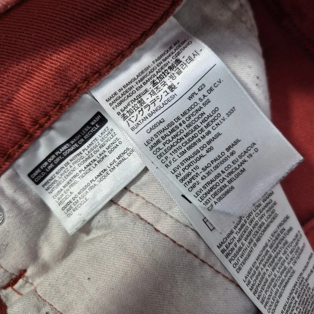 Levi's 502 Taper Jeans Mens 36x32 (38‎ x 31) Orange Regular Fit Stretch Denim
